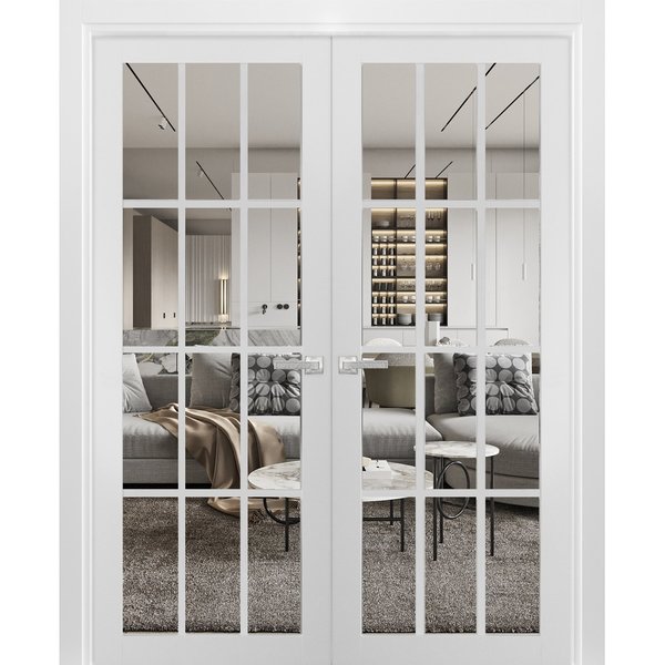 Sartodoors Double French Interior Door, 72" x 80", White FELICIA3355DD-BEM-72